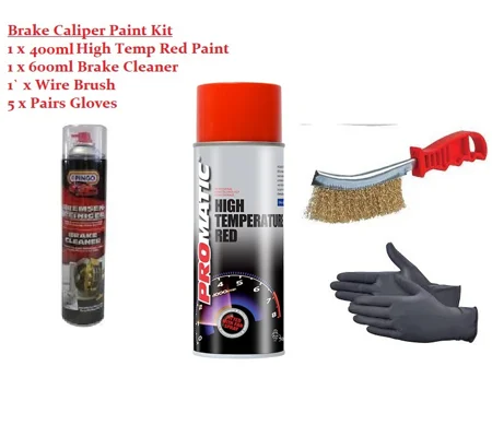 RED Brake Caliper Paint Kit Incls Cleaner Brush & Gloves