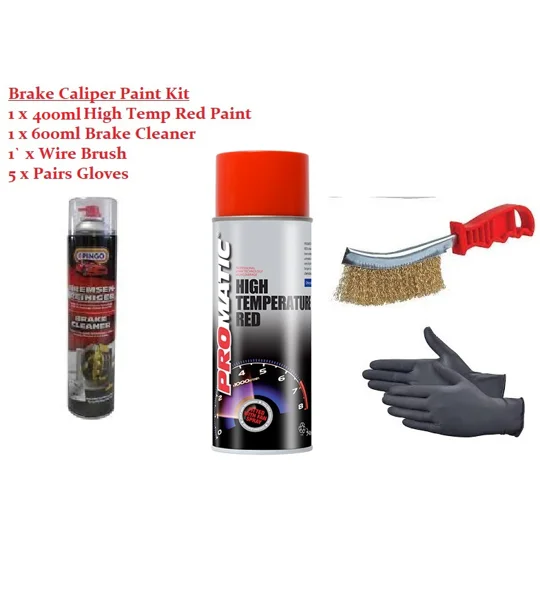 RED Brake Caliper Paint Kit Incls Cleaner Brush & Gloves