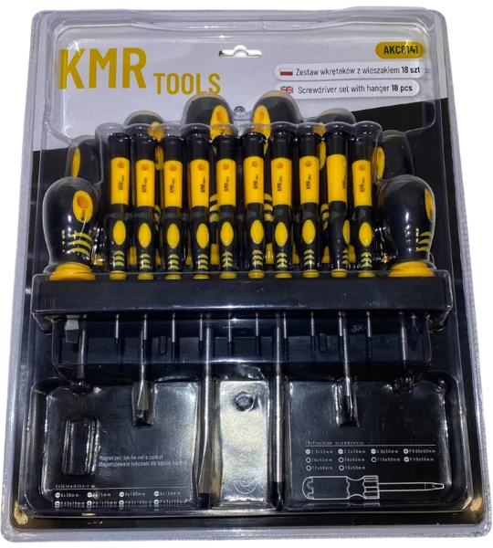 Set of 18 pc Screwdrivers with hanger
