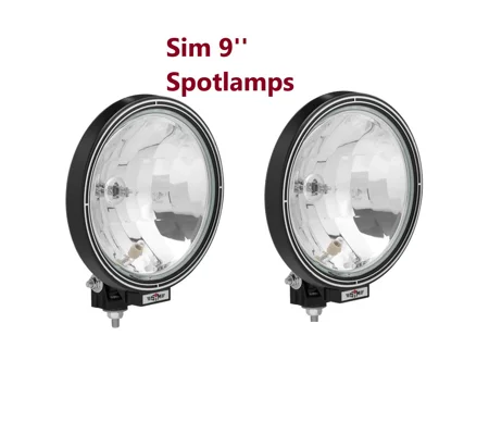 Sim Pair Round Spot Lights Lamps 12v / 24v 9" Spot Lamps Cab Top Bar Truck