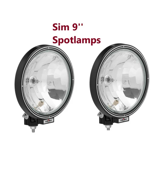 Sim Pair Round Spot Lights Lamps 12v / 24v 9" Spot Lamps Cab Top Bar Truck