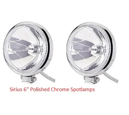 Sirius Pair Round Spot Lights Lamps Chrome 6" Spot Lamps Cab Top Bar Truck Van