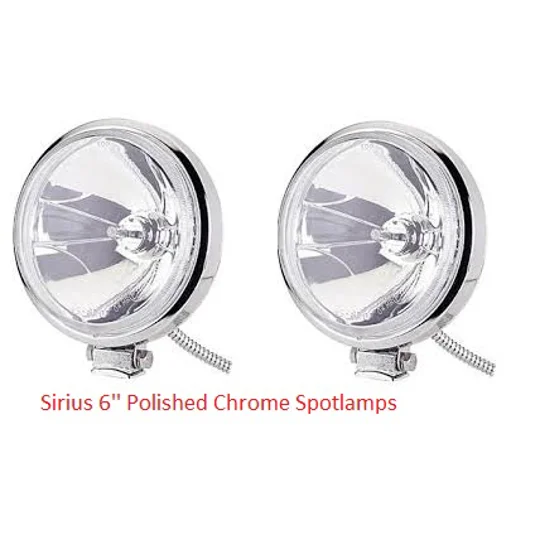 Sirius Pair Round Spot Lights Lamps Chrome 6" Spot Lamps Cab Top Bar Truck Van
