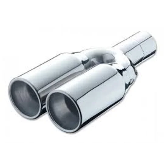 Stainless Steel Weld On Tip Twin 89mm 3.5" ROLLED ENDS Style