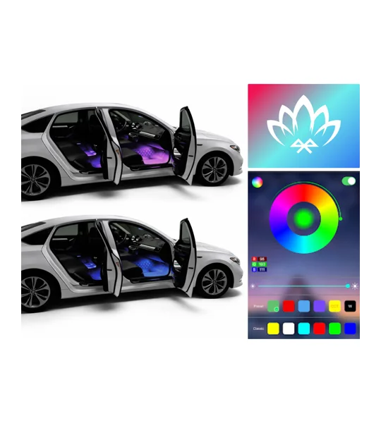 Foot Well x 4 Interior LED Lights Multi Colour with Bluetooth App Control