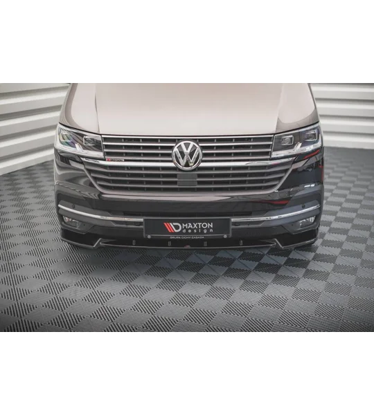 VW Transporter T6 Facelift 2019- Maxton Front Bumper Lip Gloss Black