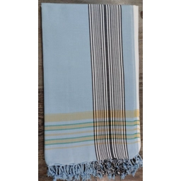 Baby Blue Kikoy with Striped Border Sarong Wrap Cover-up S..