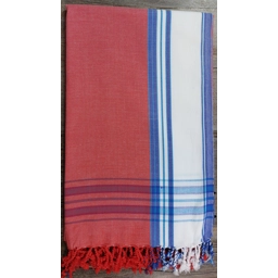Red Kikoy with White & Blue Border Sarong Wrap Cover-up Sc..