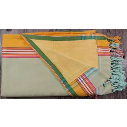 Pale Olive Green Kikoy Towel with Pink & Orange Border
