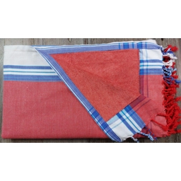 Red Kikoy Towel with Blue & White Border