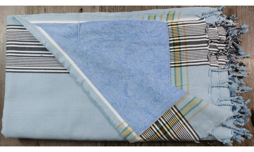 Baby Blue Kikoy Towel with Striped Border Baby Blue Kikoy Towel with Striped Border