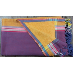 Plum Purple Kikoy Towel with Orange & Pink Border