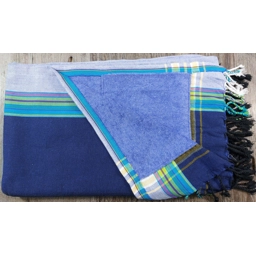 Rick Navy Blue Kikoy Towel with Pale Denim & Purple Border