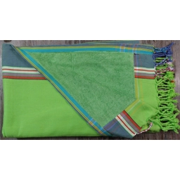 Bright Green Kikoy Towel with Red & Navy Border