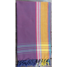 Plum Purple Kikoy with Orange & Pink Border Sarong Wrap Co..