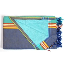 Denim Kikoy Towel with Turquoise Border