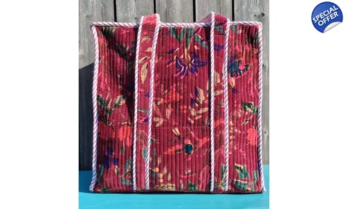 Quilted Indian Tote Bag (Birds)