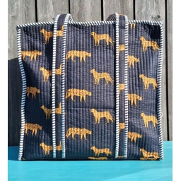 Quilted Indian Tote Bag (Black Leopard)