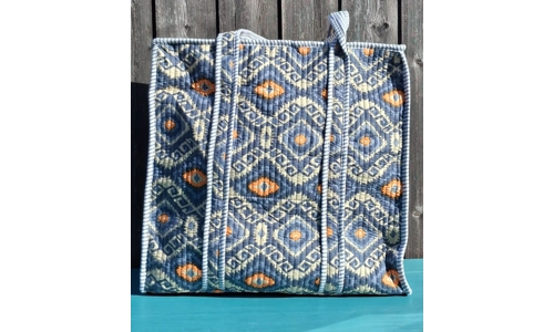 Quilted Indian Tote Bag (Blue Patterned)