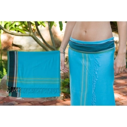 Turkana Turquoise Kikoy Sarong Wrap Cover-up Scarf Kikoi