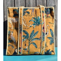 Quilted Indian Tote Bag (Mustard Jungle)