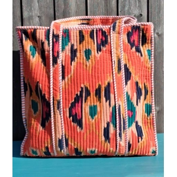 Quilted Indian Tote Bag (Orange Ikat)