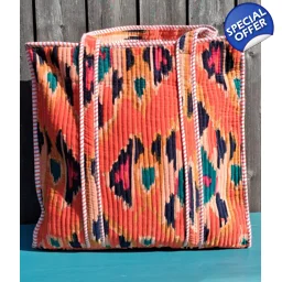 Quilted Indian Tote Bag (Orange Ikat)