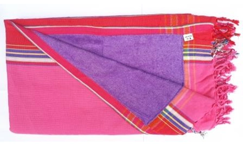 Pink Kikoy Towel with Purple Towelling Pink Kikoy Towel with Purple Towelling