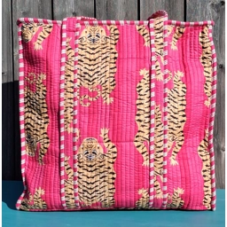 Quilted Indian Tote Bag (Pink Tiger)