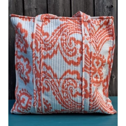 Quilted Indian Tote Bag (Salmon Pattern)