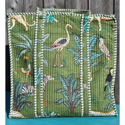 Quilted Indian Tote Bag (Green Jungle Cotton)