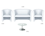 LC55 White Leather Armchair • HIRE ONLY