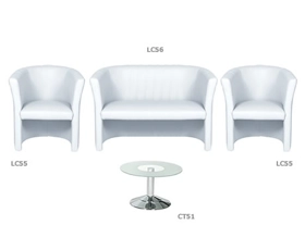 LC55 White Leather Armchair • HIRE ONLY