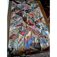 Patchwork table runner embroidered Upcycled table cover Gift Handmade in Yorkshire