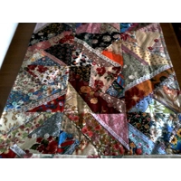 Patchwork table runner embroidered Upcycled table cover Gift Handmade in Yorkshire