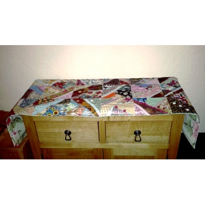 Patchwork table runner embroidered Upcycled table cover Gi..