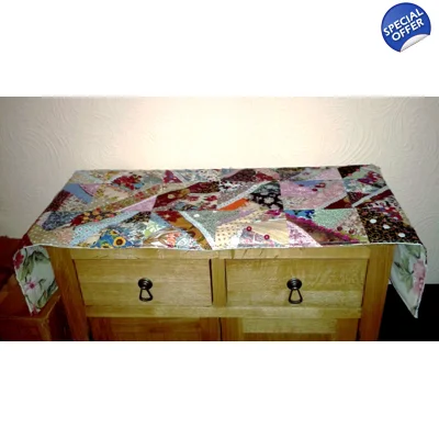Patchwork table runner embroidered Upcycled table cover Gift Handmade in Yorkshire