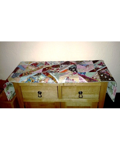 Patchwork table runner embroidered Upcycled table cover Gift Handmade in Yorkshire Patchwork table runner embroidered Upcycled table cover Gift Handmade in Yorkshire