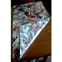 Patchwork table runner embroidered Upcycled table cover Gift Handmade in Yorkshire