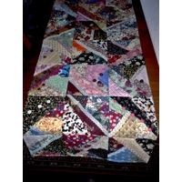 Patchwork table runner embroidered Upcycled table cover Gift Handmade in Yorkshire