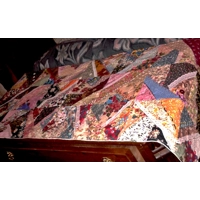 Patchwork table runner embroidered Upcycled table cover Gift Handmade in Yorkshire