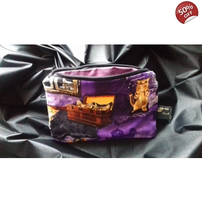Halloween Make Up Bag, Purple Zip Travel Pouch, Halloween Cosmetic Bag