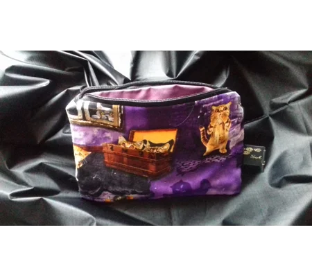 Halloween Make Up Bag, Purple Zip Travel Pouch, Halloween Cosmetic Bag