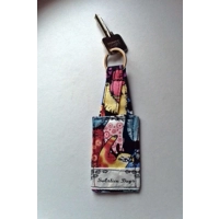 Cat keyring luggage tag, cotton fabric keyfob, cat keychain Bag Charm