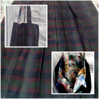 Shoulder Bag from recycled fabrics, Reusable Lined Bag, Handmade Braided Keyring