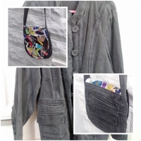 Upcycled grey shoulder bag, casual festival Bag, handmade in Yorkshire