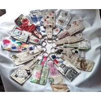 Sheep keyring, Farmyard animal keyfob, fabric keychain, letterbox gift made in Yorkshire