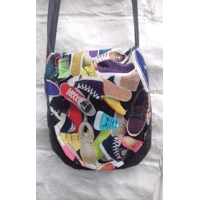 Upcycled grey shoulder bag, casual festival Bag, handmade in Yorkshire