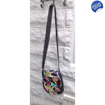 Upcycled grey shoulder bag, casual festival Bag, handmade ..