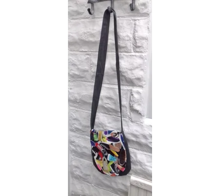 Upcycled grey shoulder bag, casual festival Bag, handmade in Yorkshire